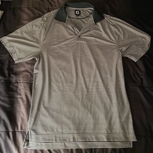 FootJoy Performance Men's M Golf Polo Short Sleeve Green White Striped